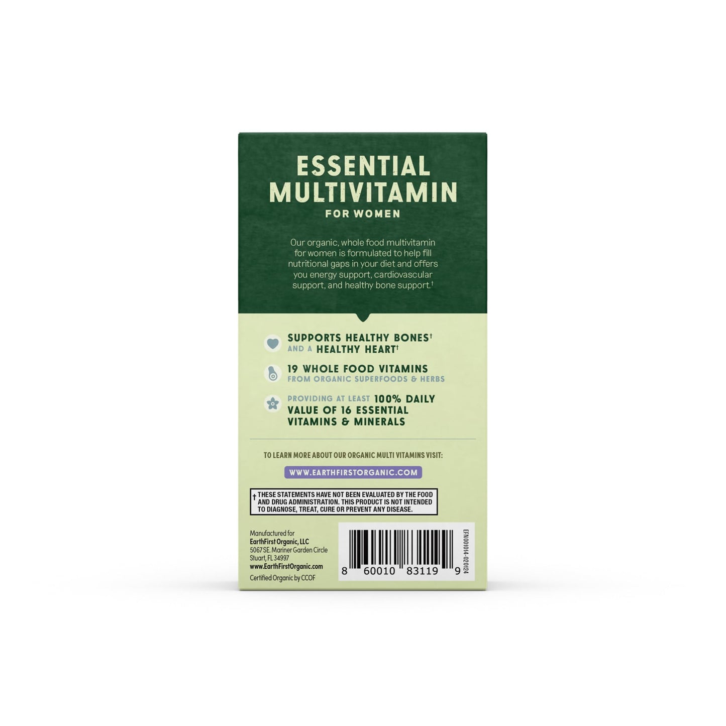 EarthFirst frasco de multivitamínico orgánico