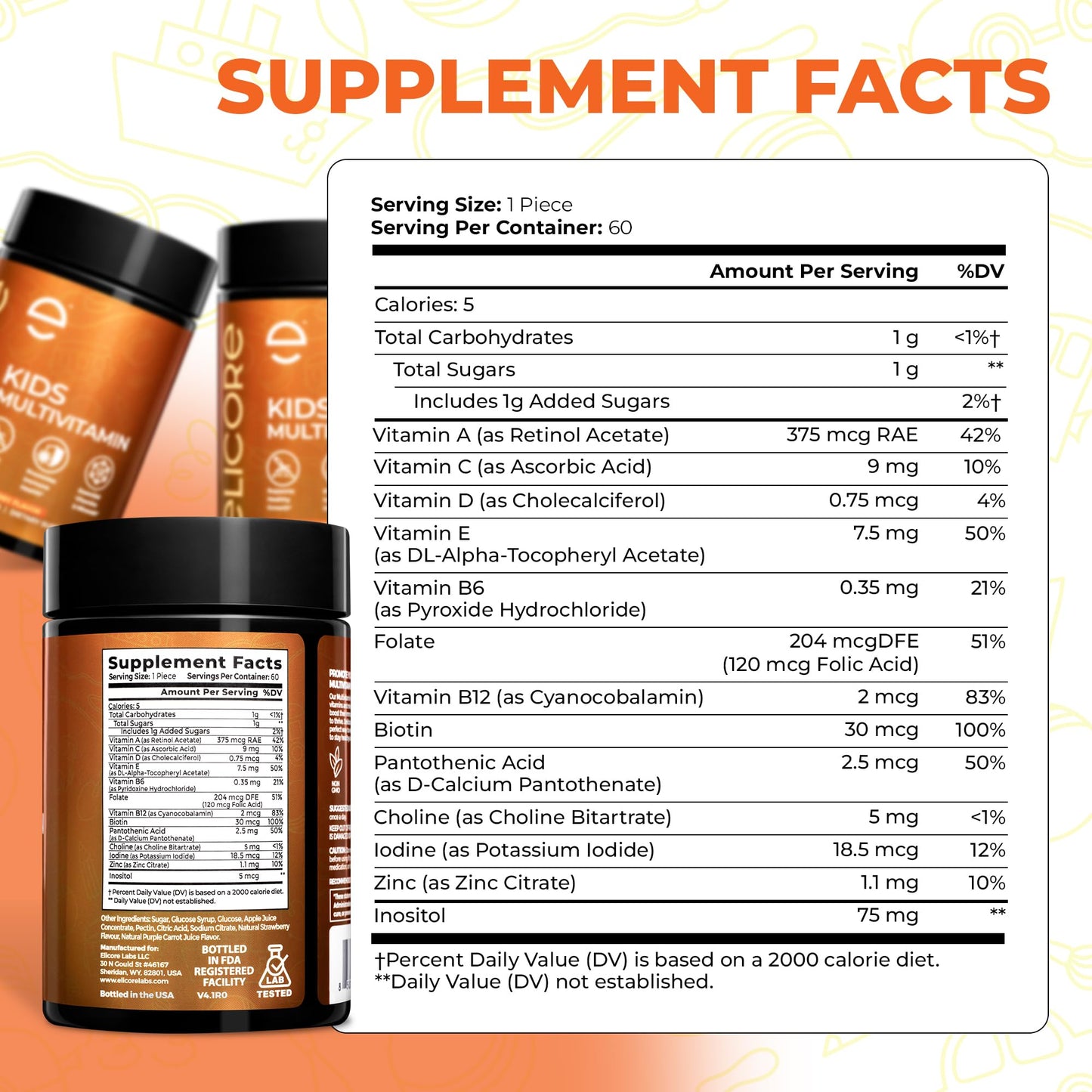 ELICORE Multivitaminas Niños con Vitaminas A, C, D, E