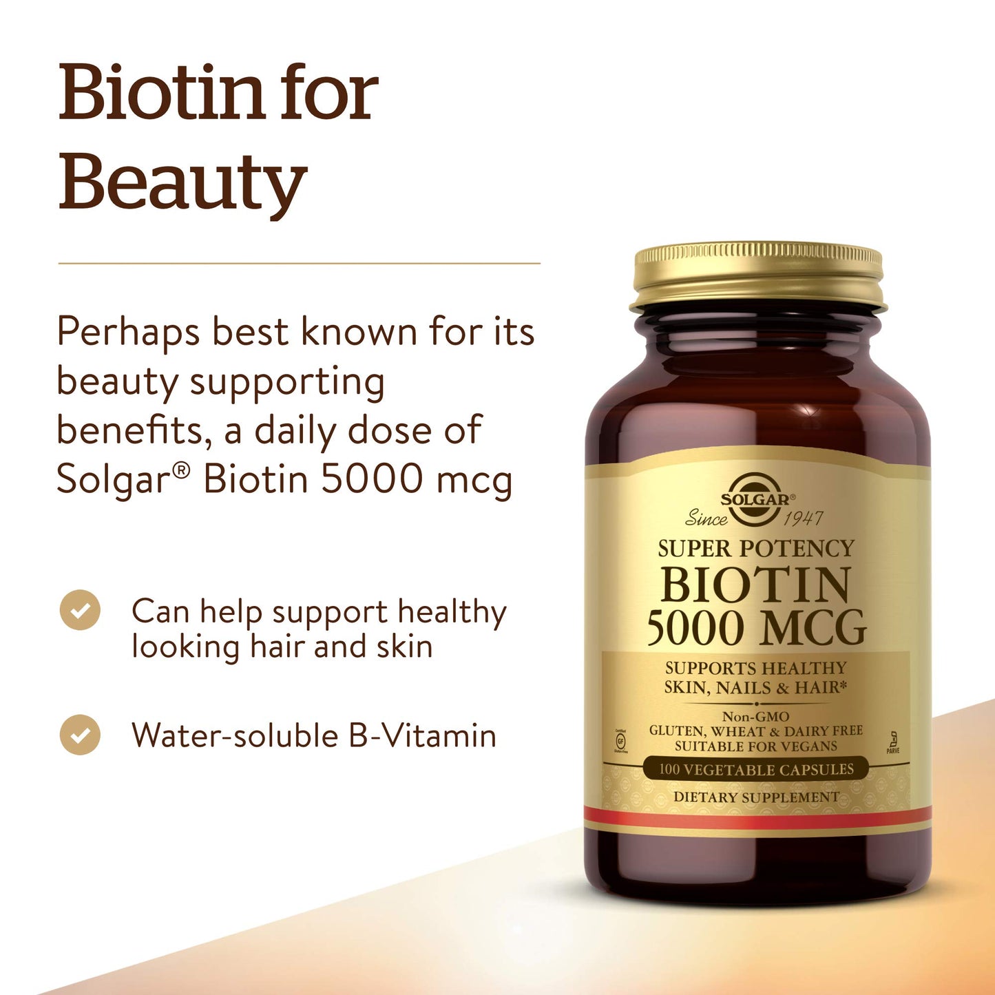 Embalaje estándar Solgar Biotina suplemento vitamina b