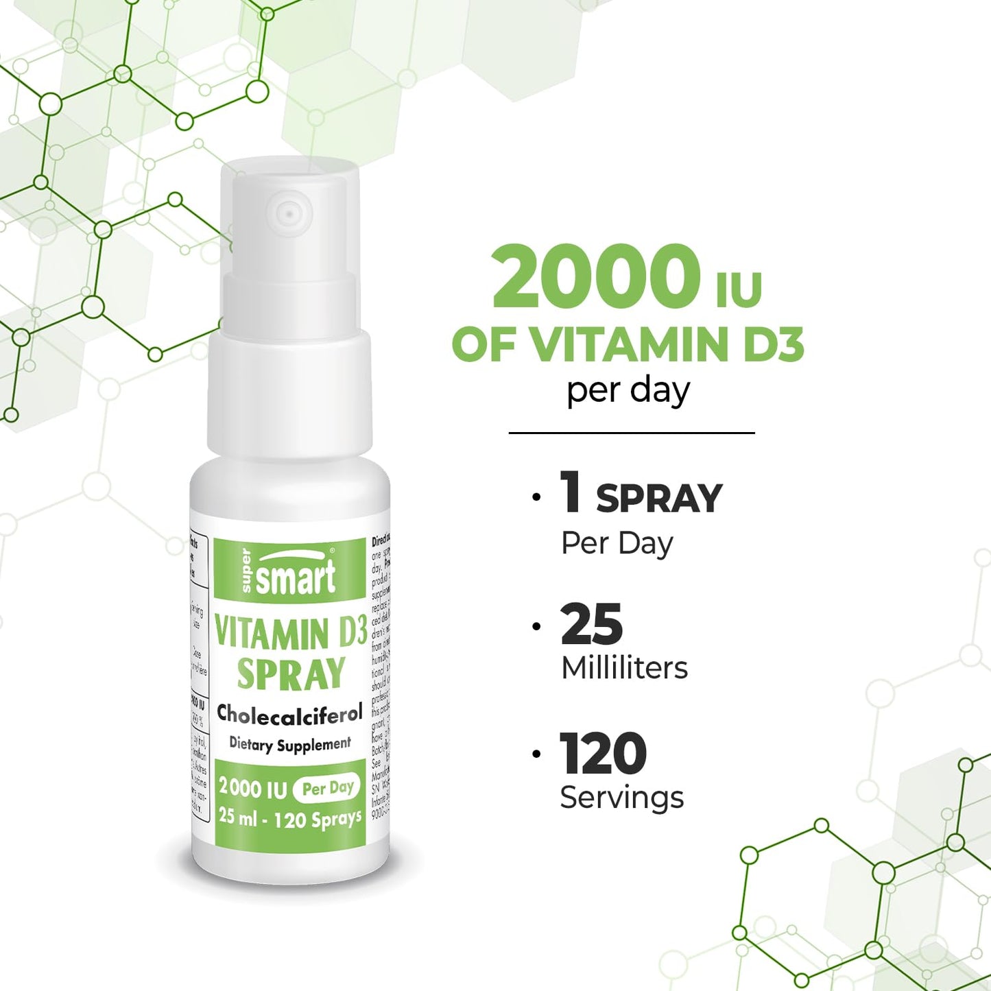 Embalaje del spray vitamina d3 2000 iu supersmart sin soya