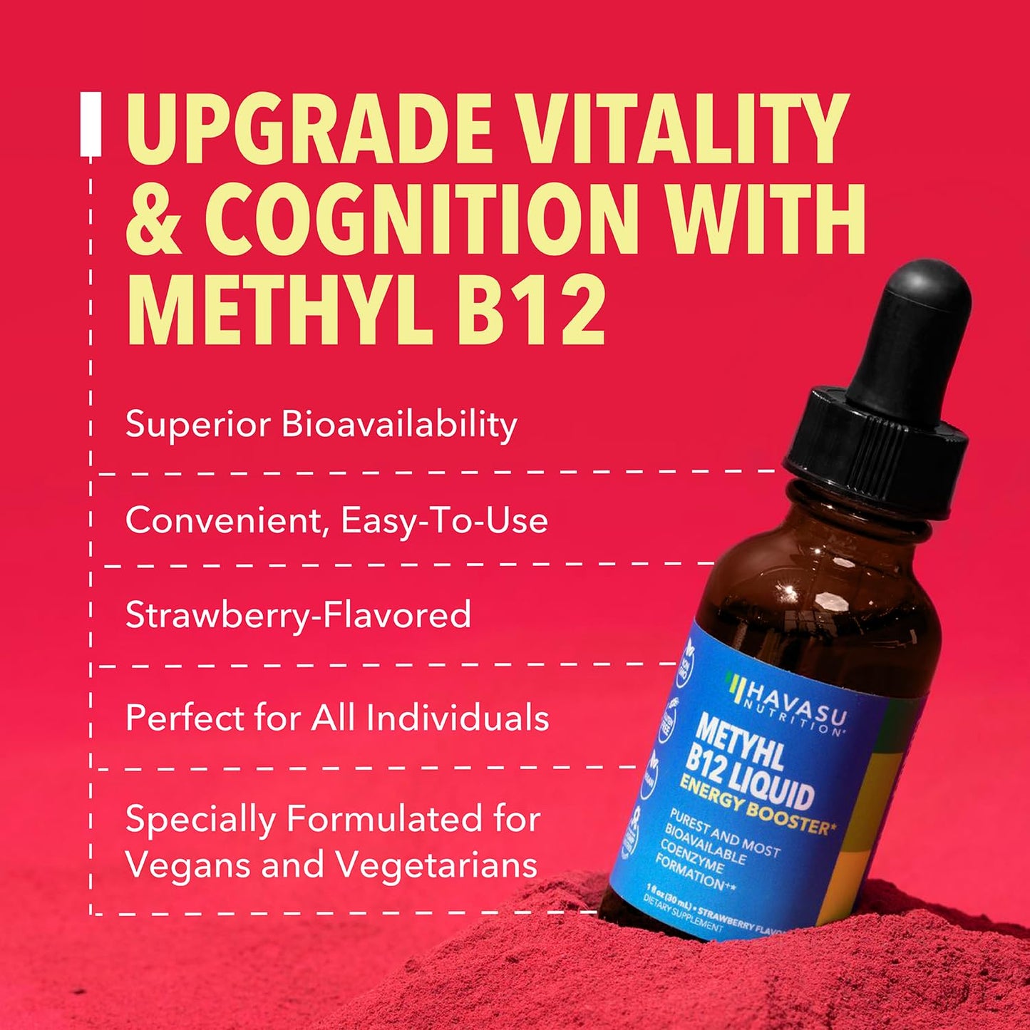 Embalaje suplemento líquido vitamina b12 vegano HAVASU NUTRITION