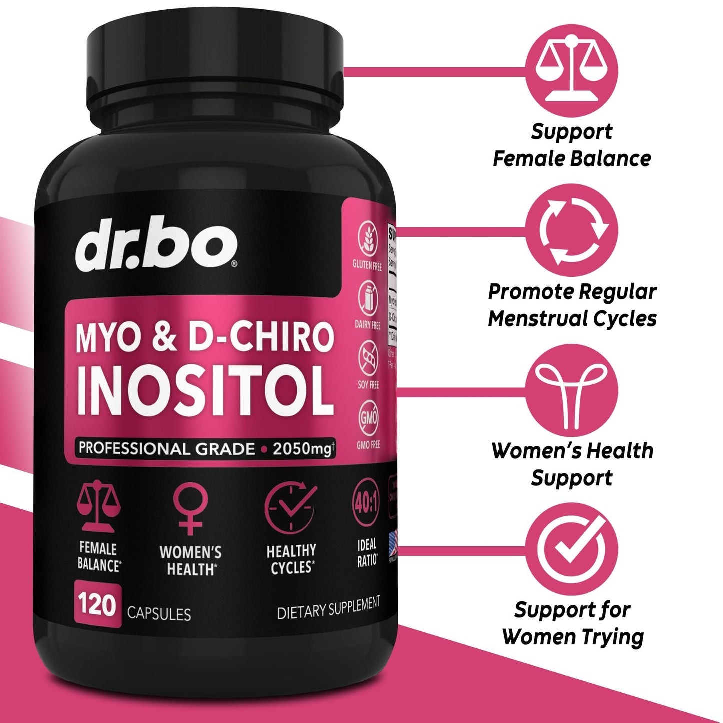Empaque frontal gomitas Myo-Inositol D-Chiro y vinagre de manzana