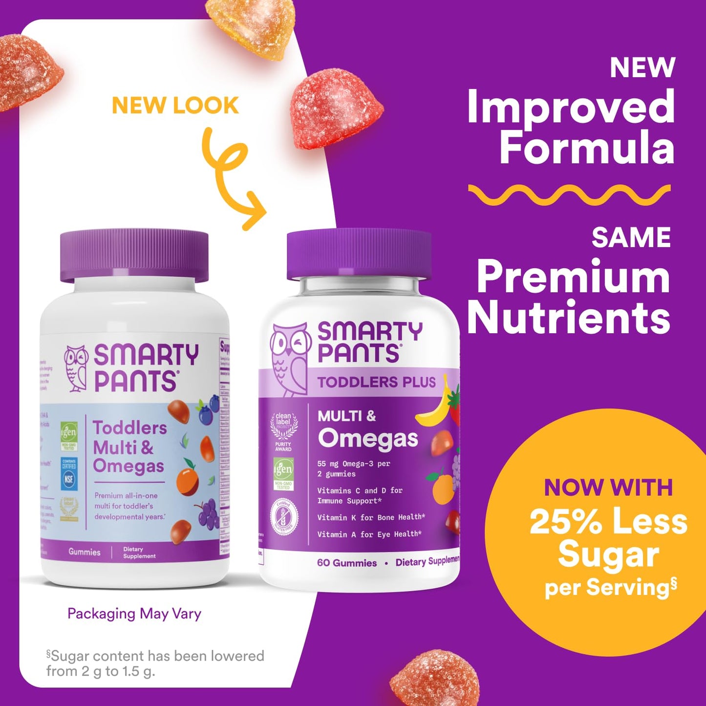 Empaque de gomitas SmartyPants para niños pequeños con vitaminas A y K