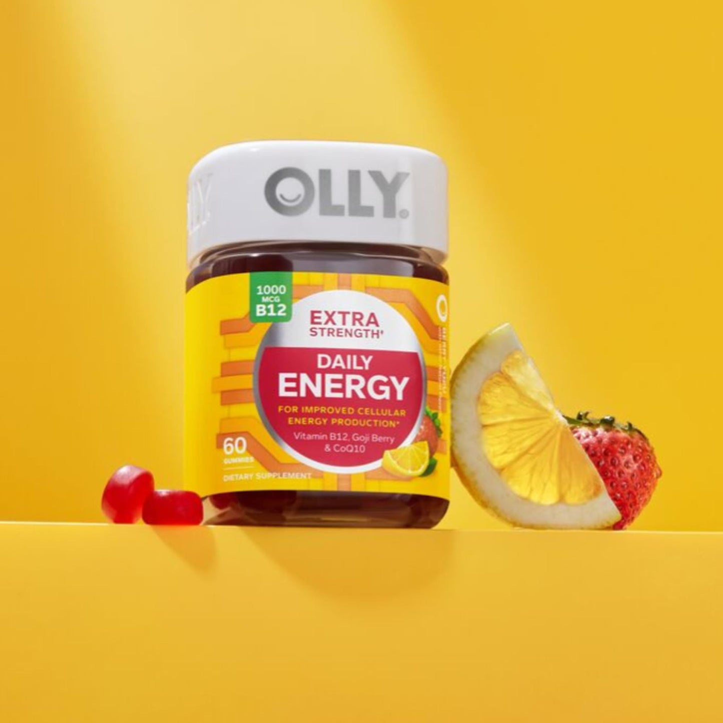 Empaque lateral gominolas OLLY energía extra fuerte