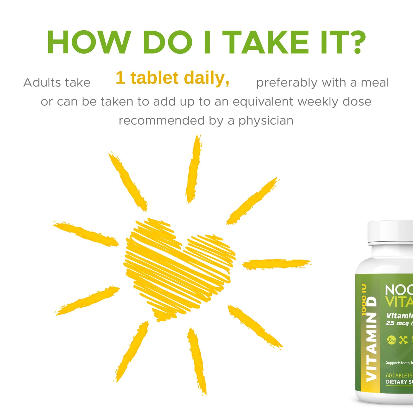 Empaque Noor Vitamins Vitamina D3 Halal para salud