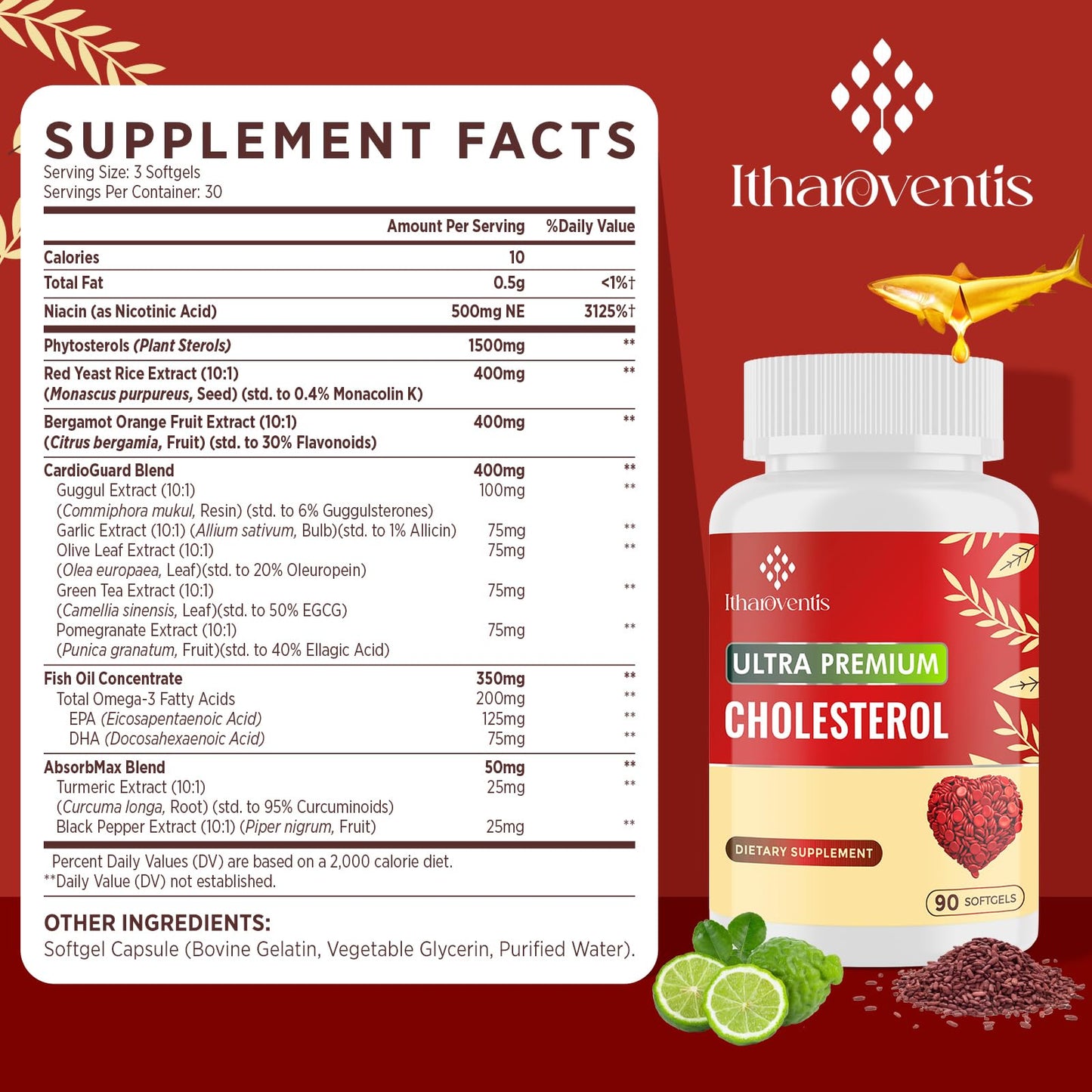 Embalaje frontal suplemento colesterol con esteroles vegetales