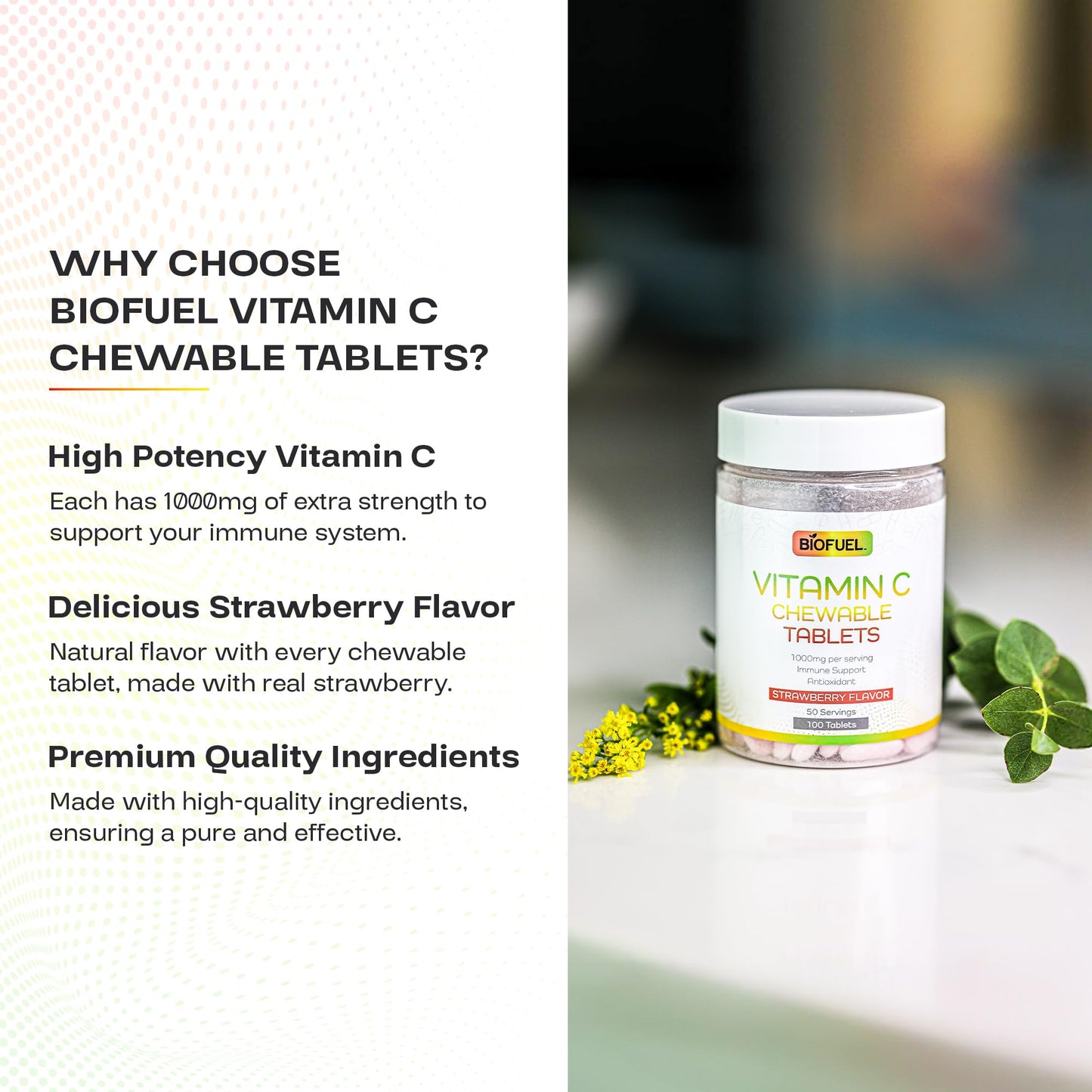 empaque trasero tabletas vitamina c masticable Biofuel