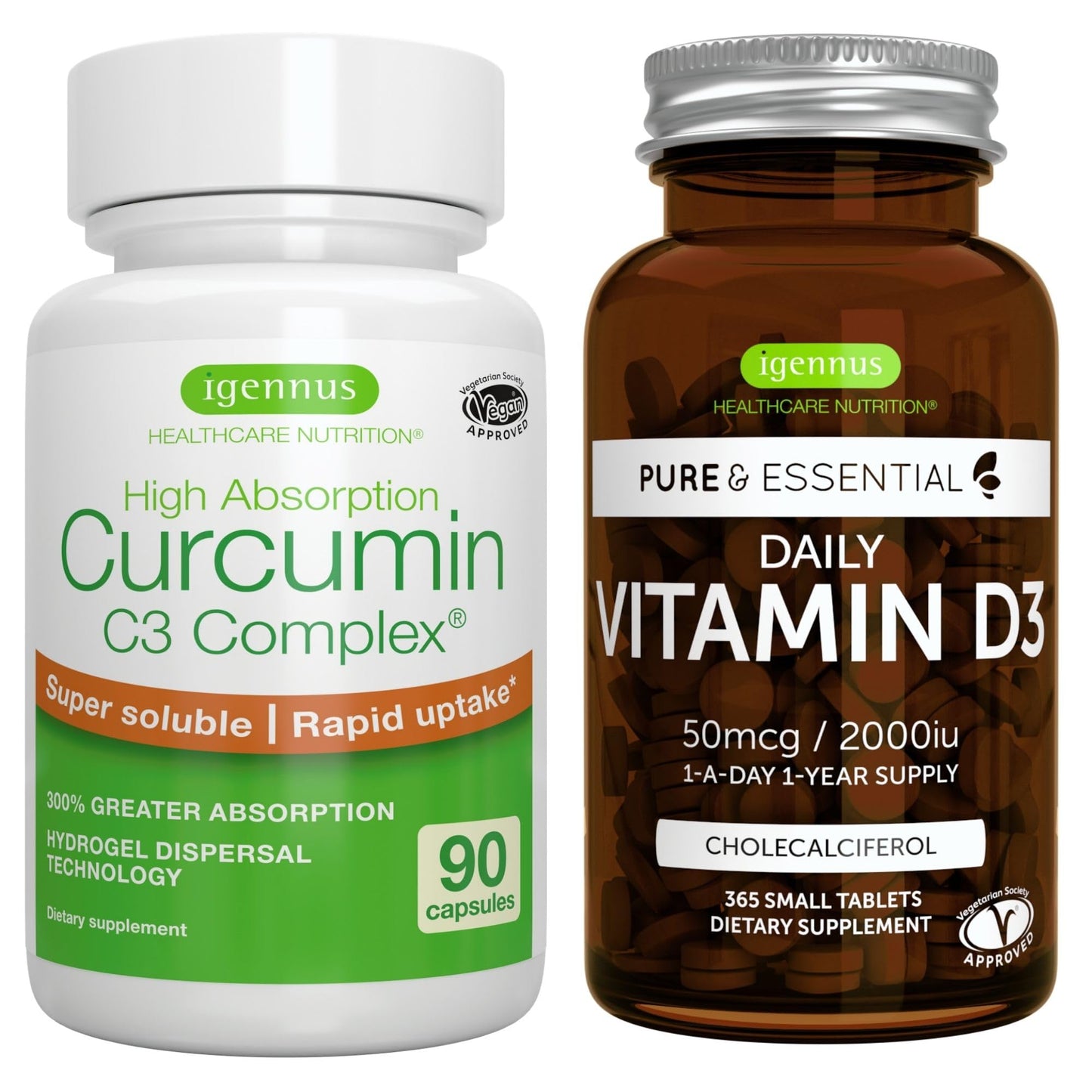 Empaque de vitamina D3 diaria y cúrcuma Igennus