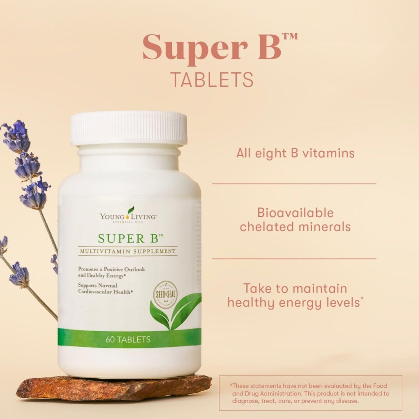 Empaque Young Living Super B 60 tabletas keto friendly