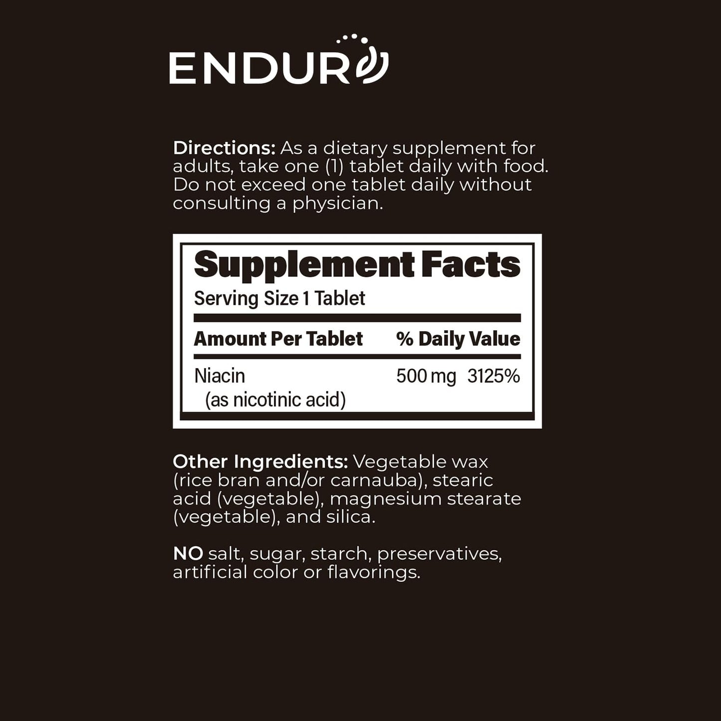Endur-Acin suplemento premium vitamina B3 fabricación en USA