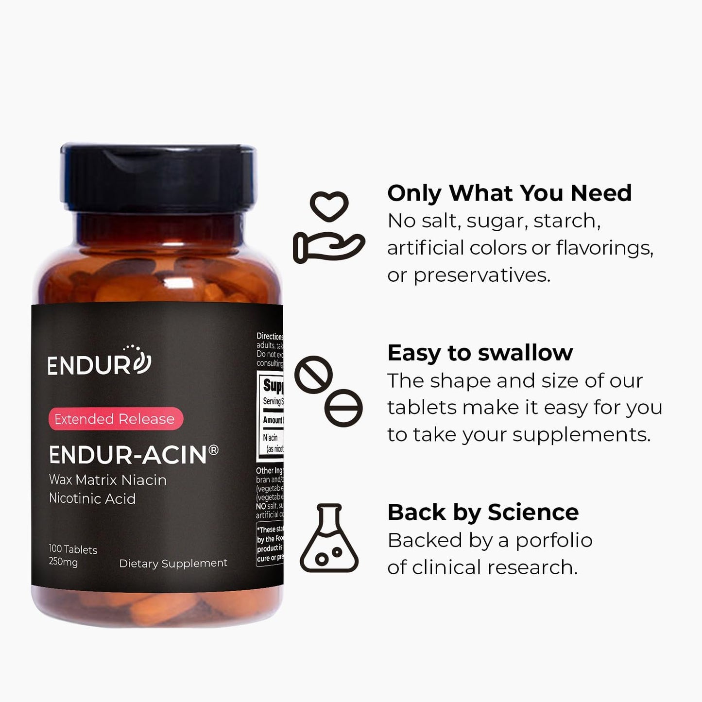 Endurance EndurAcin suplemento niacina 250 mg 100 tabletas sin gluten