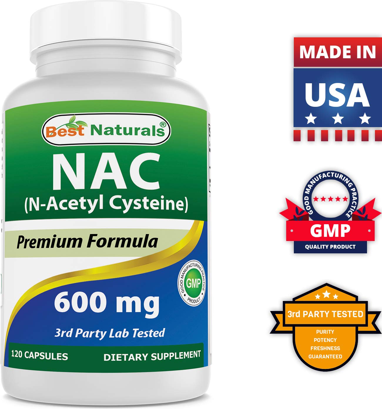 Envase Best Naturals polvo inositol y NAC para bienestar