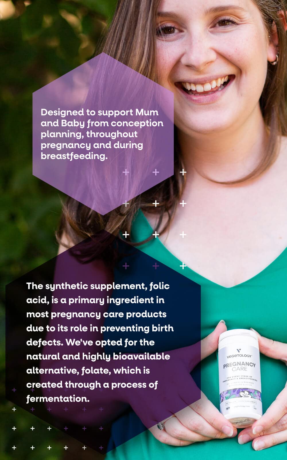 Envase biodegradable para suplemento prenatal VEGETOLOGY