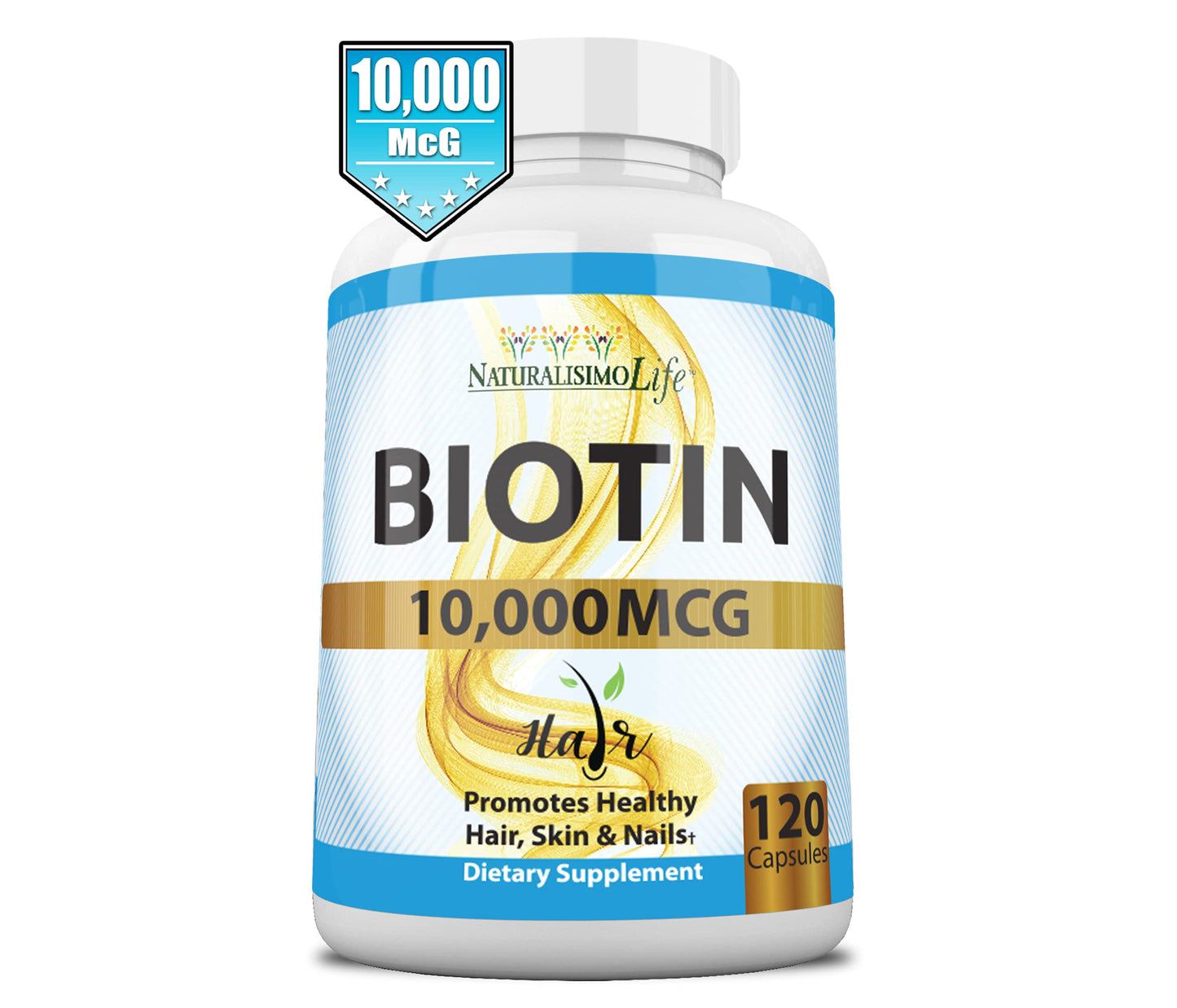 Envase de biotina alta potencia para belleza y salud