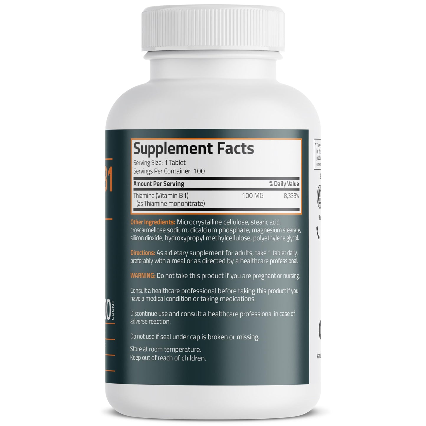 envase bronson vitamina b1 suplemento sin omgs y alergénicos