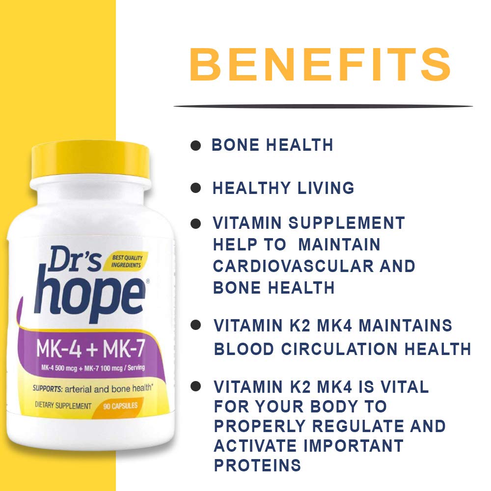 Envase y cápsulas de vitamina K2 MK7 MK4 Dr’s Hope