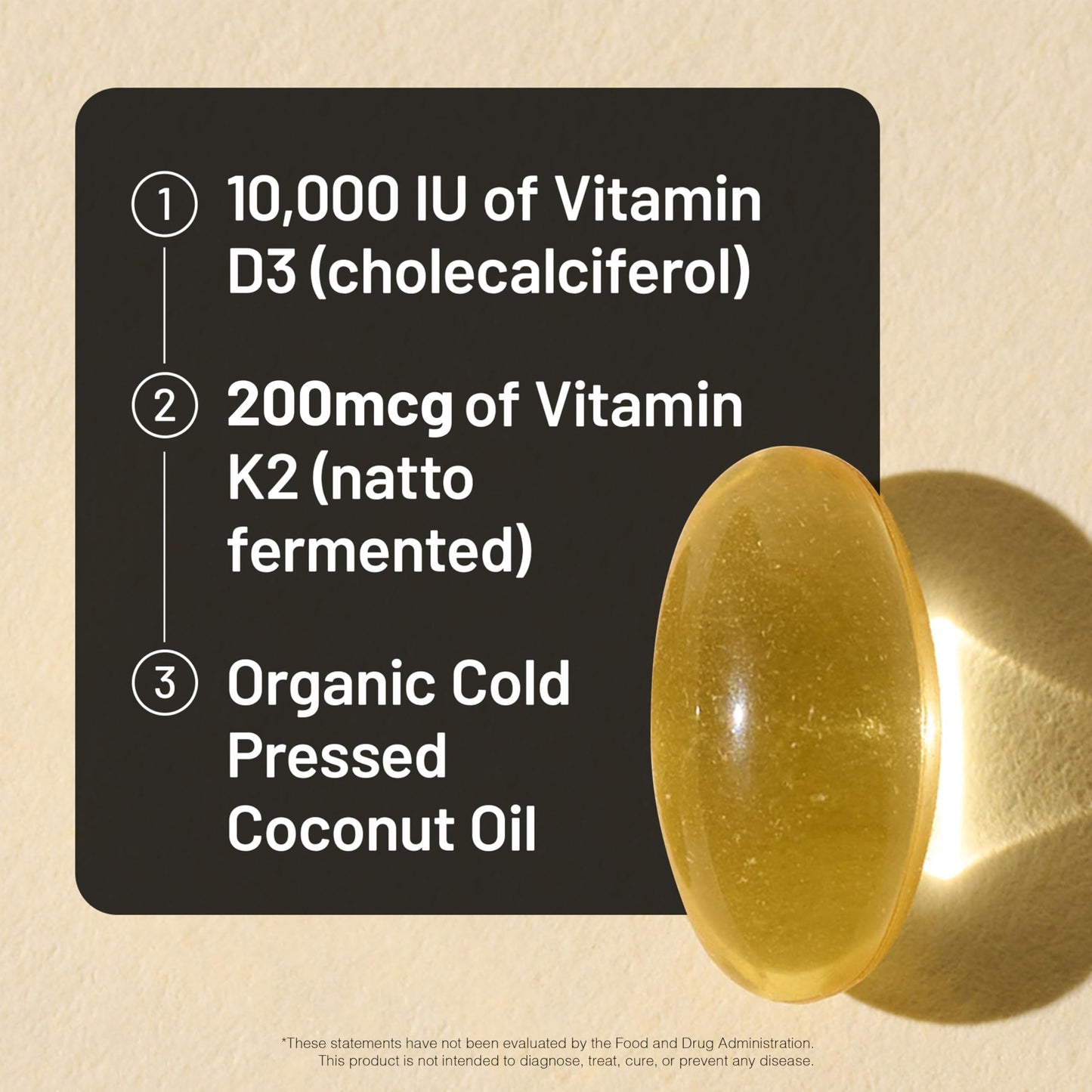 Envase y cápsulas blandas amarillas Vitaminas D3 y K2 NatureWise