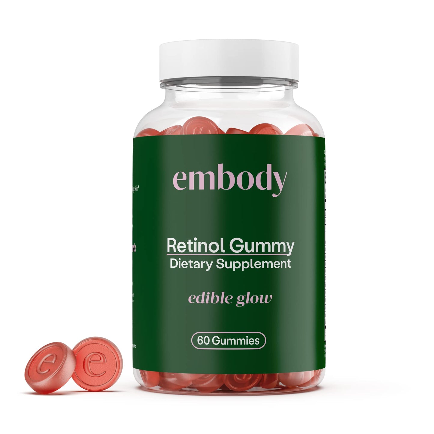 Envase de gomitas Embody con retinol para piel y cabello saludables