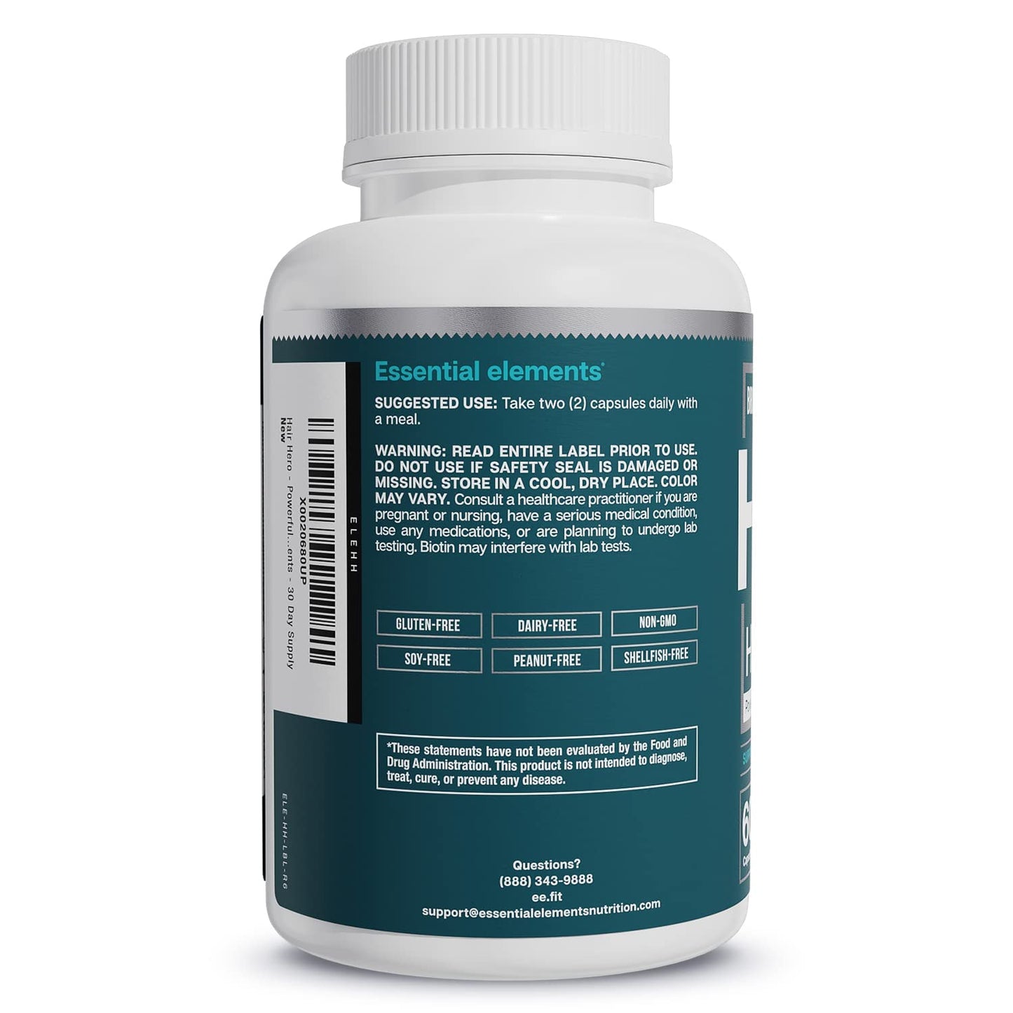 Envase de Essential Elements Hair Hero vista lateral