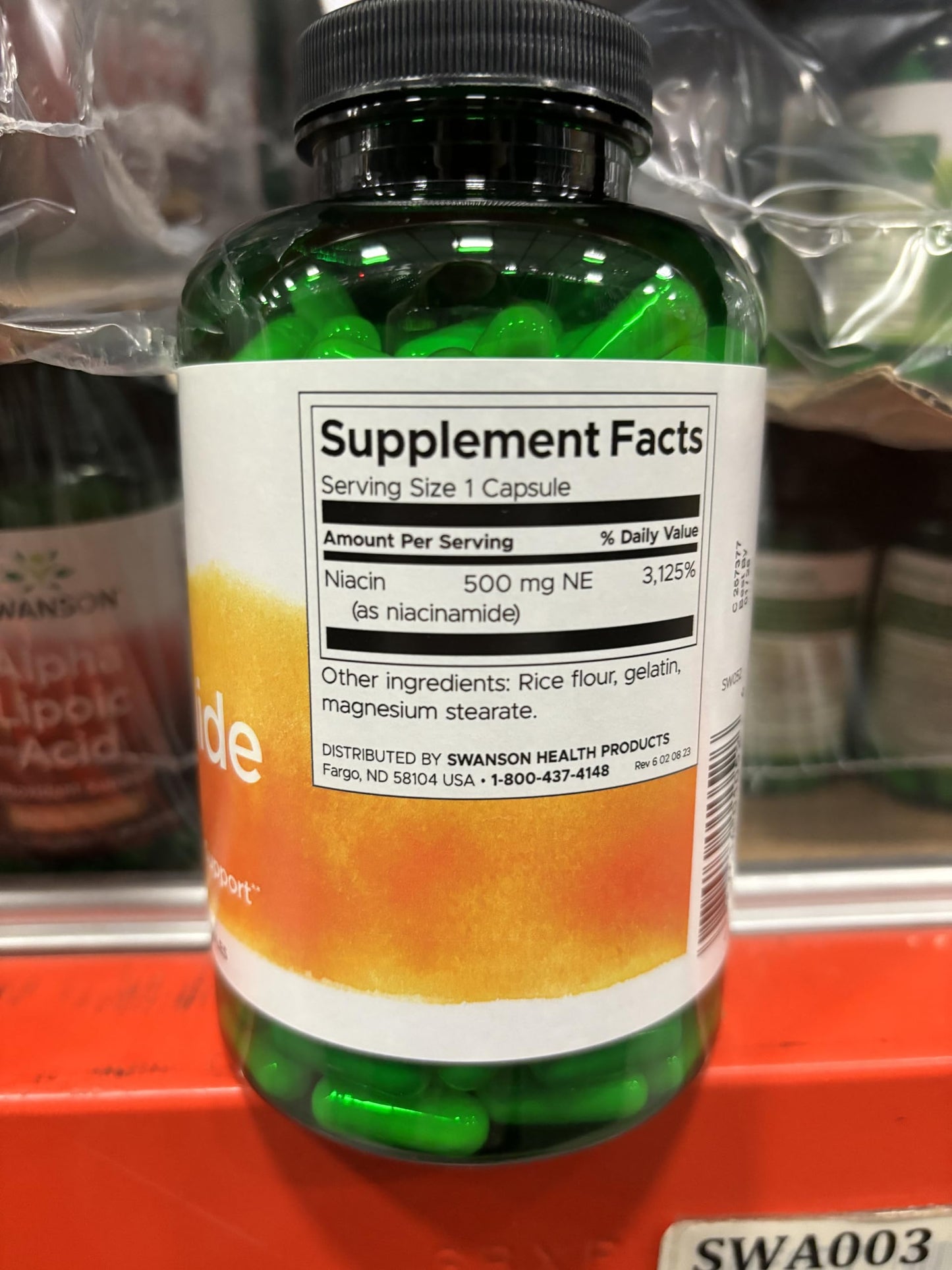 Envase frente Swanson Niacinamida 500mg