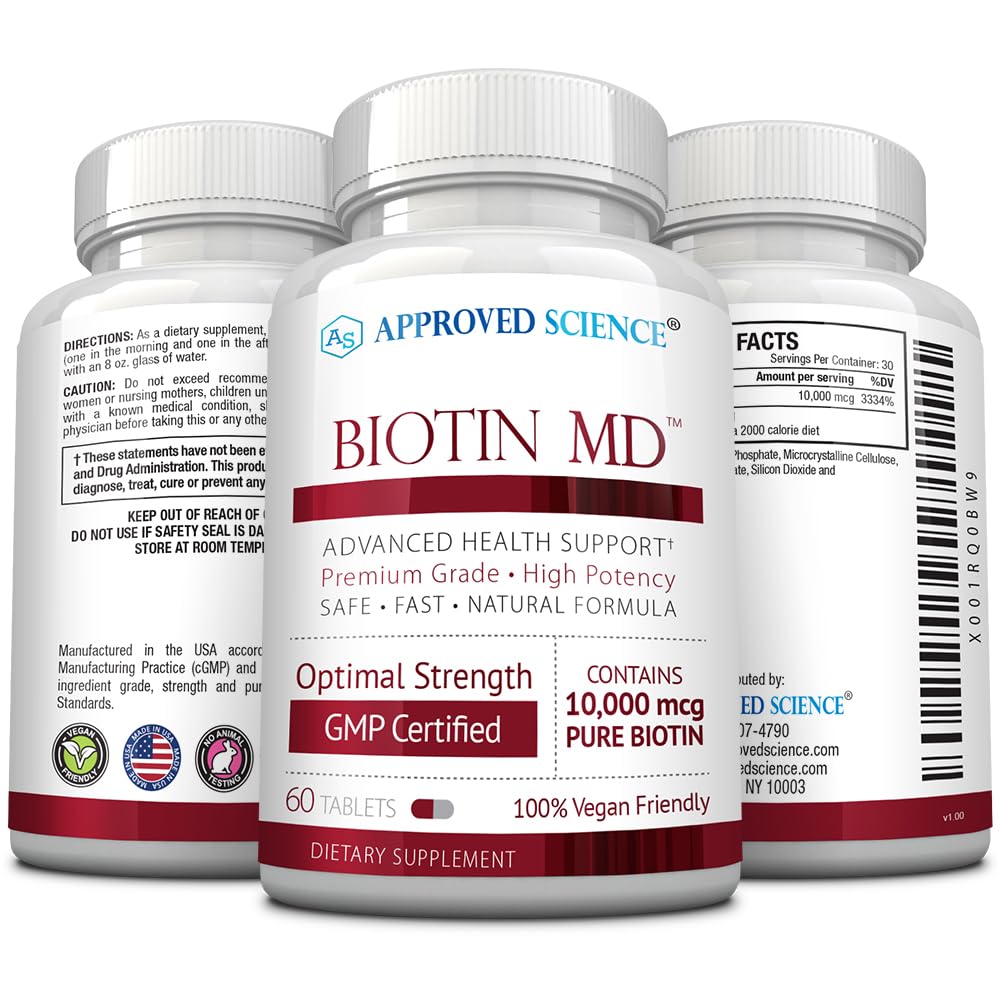 Envase frontal Biotin MD suplemento biotina vegano