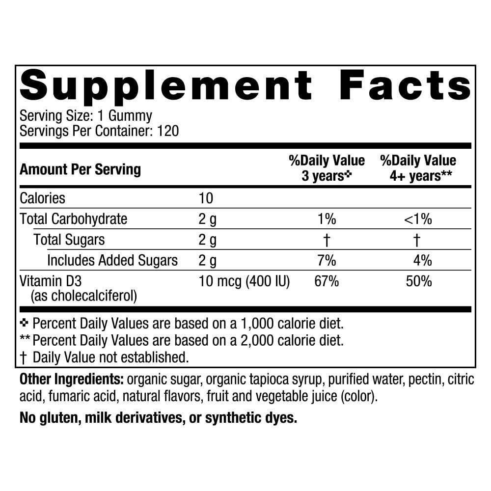 Envase frontal gomitas Nordic Naturals Vitamina D3 niños