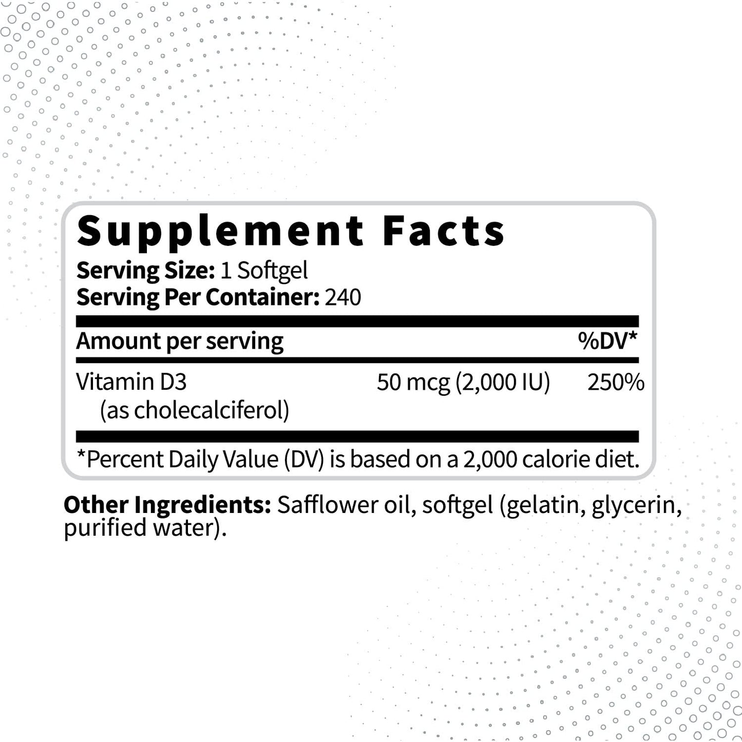 Envase frontal Type Zero vitamina d3 softgels 240 unidades