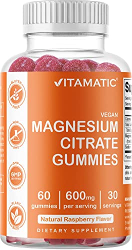 Envase de gomitas magnesio Vitamatic sabor frambuesa