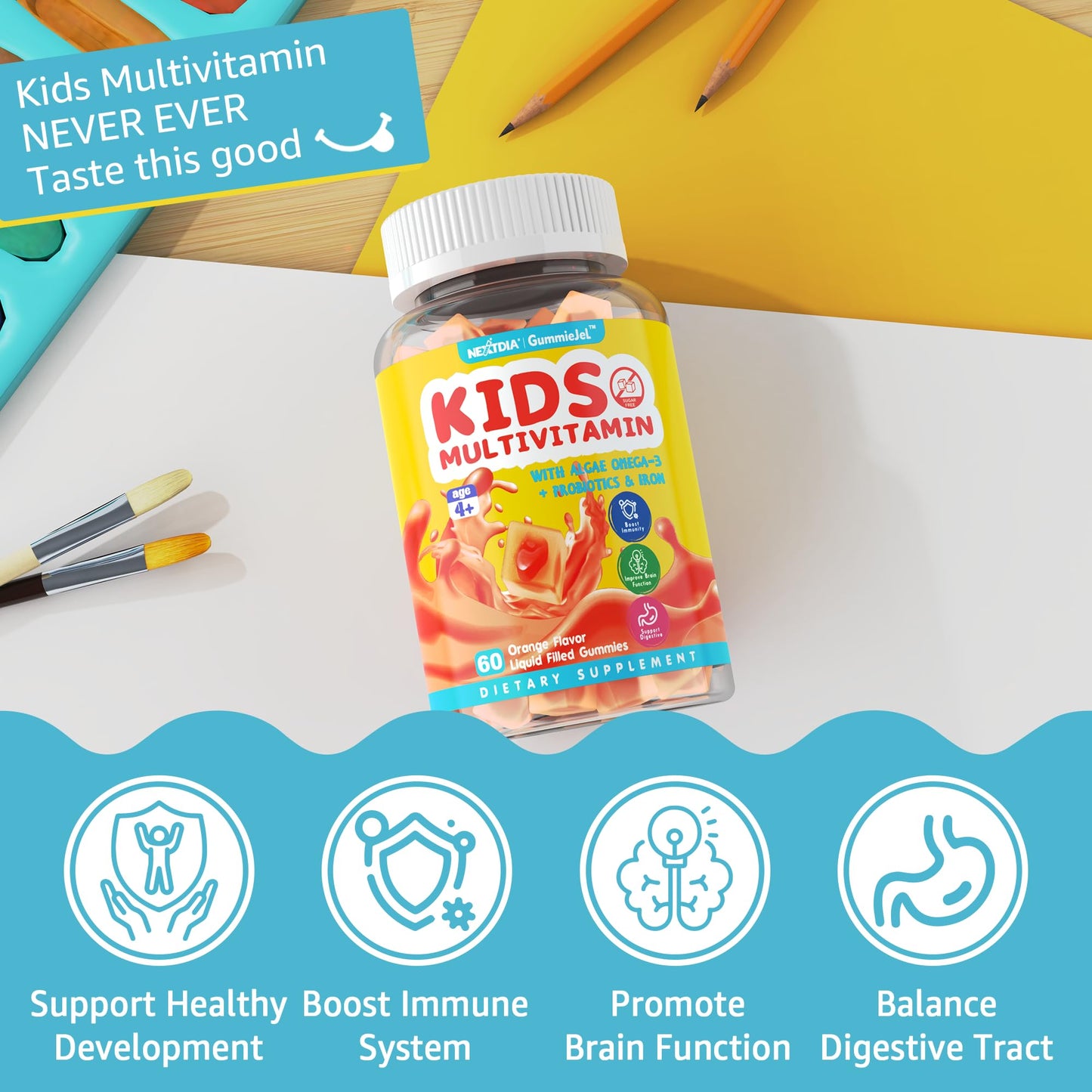 envase gomitas multivitaminicas infantiles sin azúcar