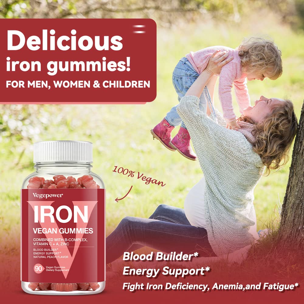 Envase gomitas veganas VEGEPOWER hierro y vitaminas 90 unidades