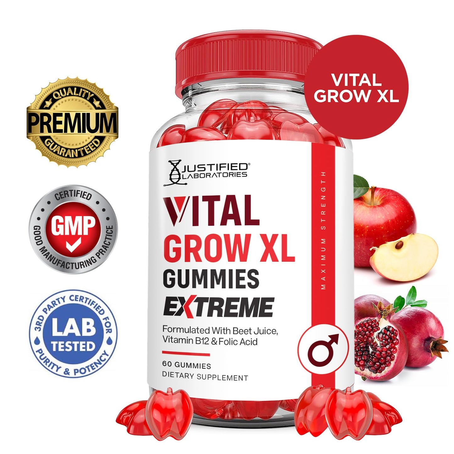Envase gomitas Vital Grow XL Extreme 2000mg rendimiento