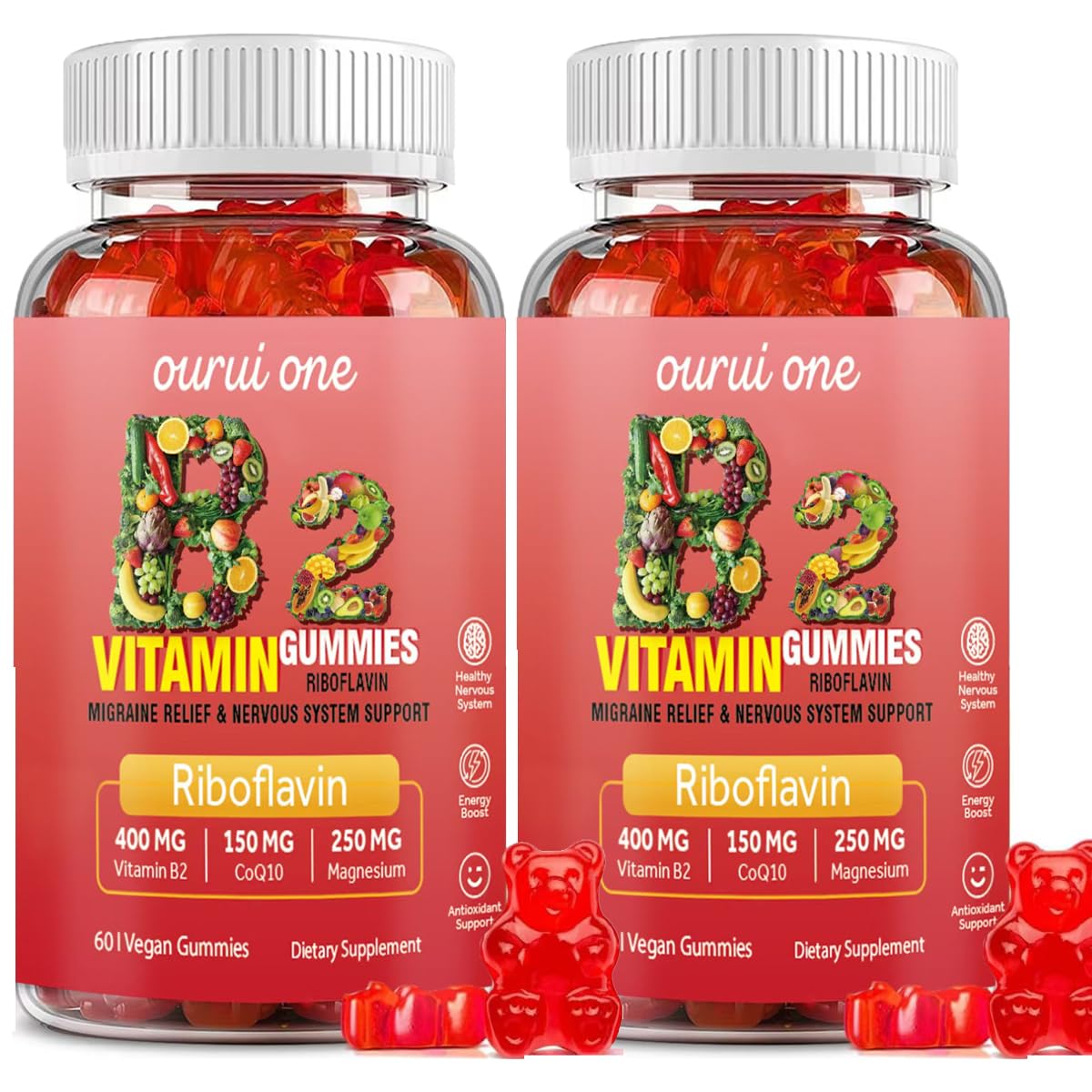 Envase de gomitas de vitamina B2 ourui one