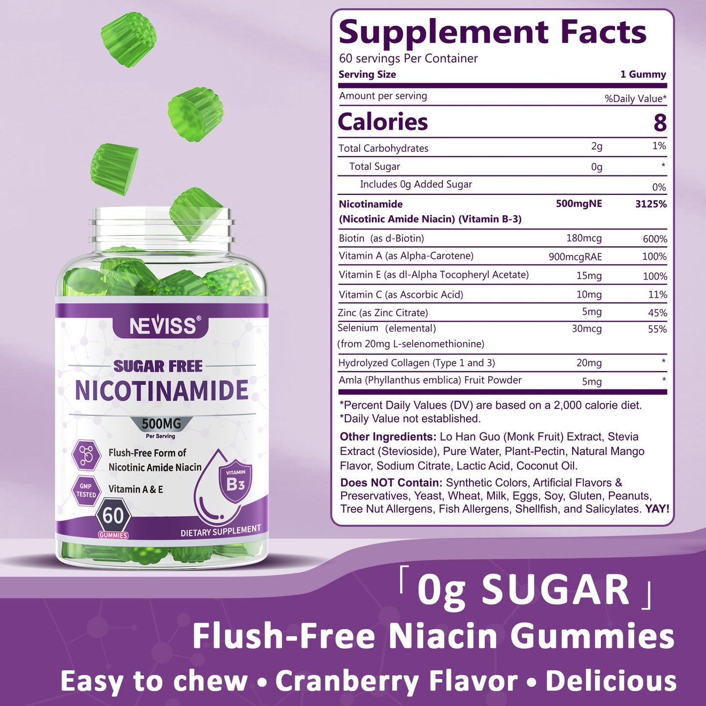 Envase gomitas vitamina B3 niacinamida 120 unidades