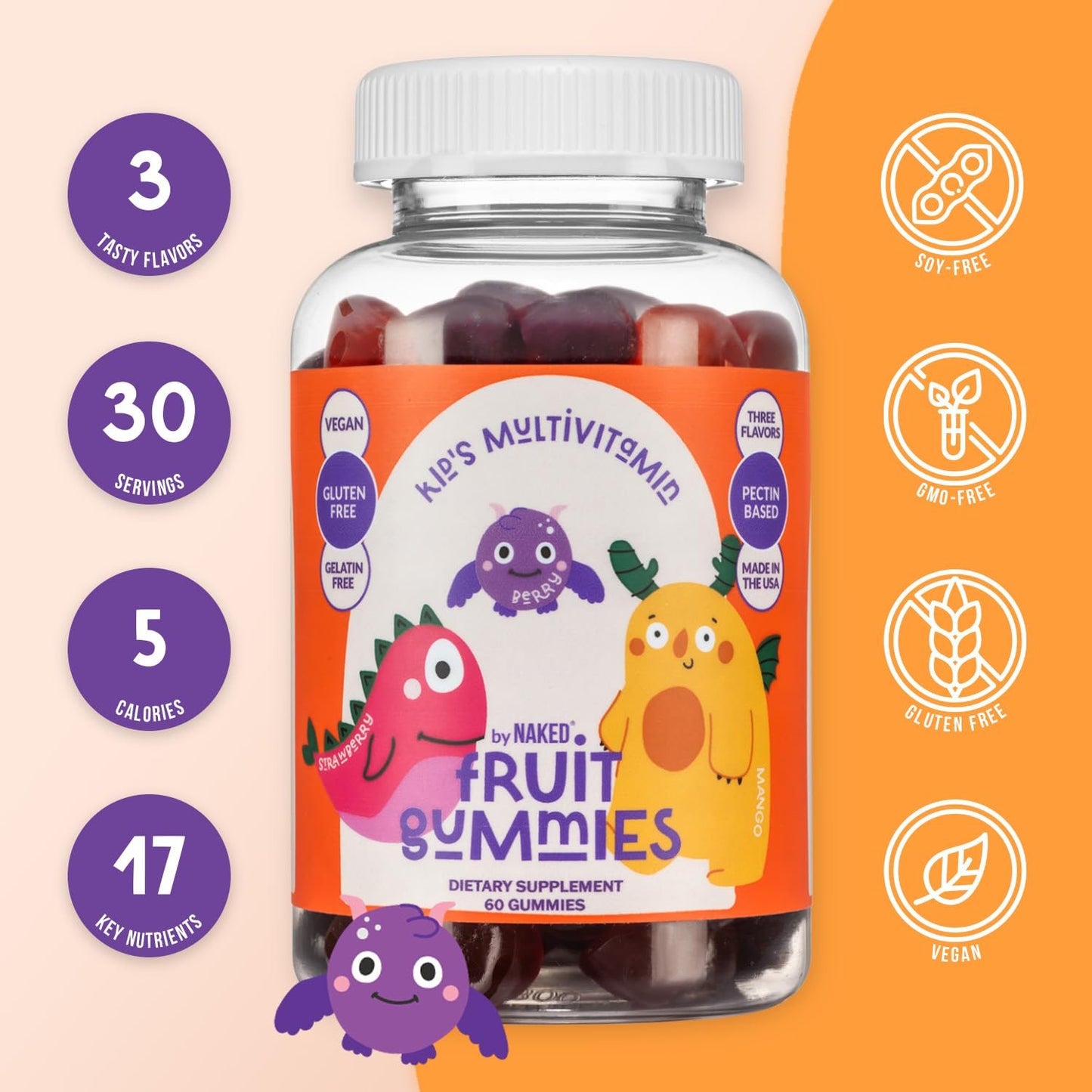 Envase de gomitas vitamínicas Naked Nutrition para niños