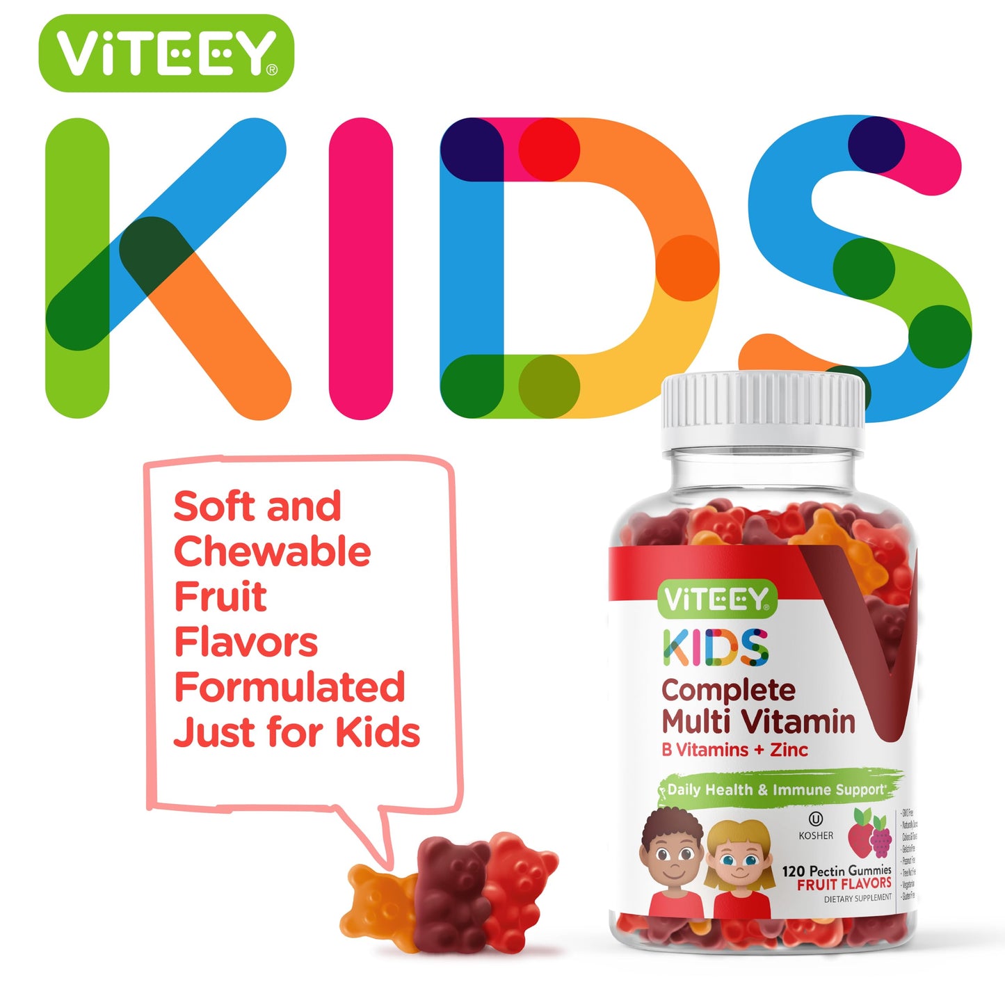 Envase de gomitas Viteey multivitamínicas