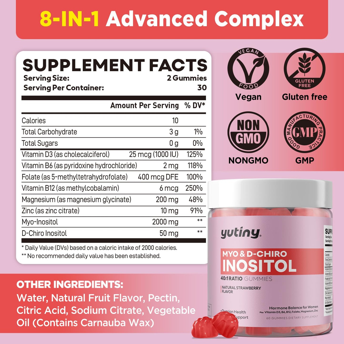 Envase gomitas Yutiny myo inositol dosis 40 a 1