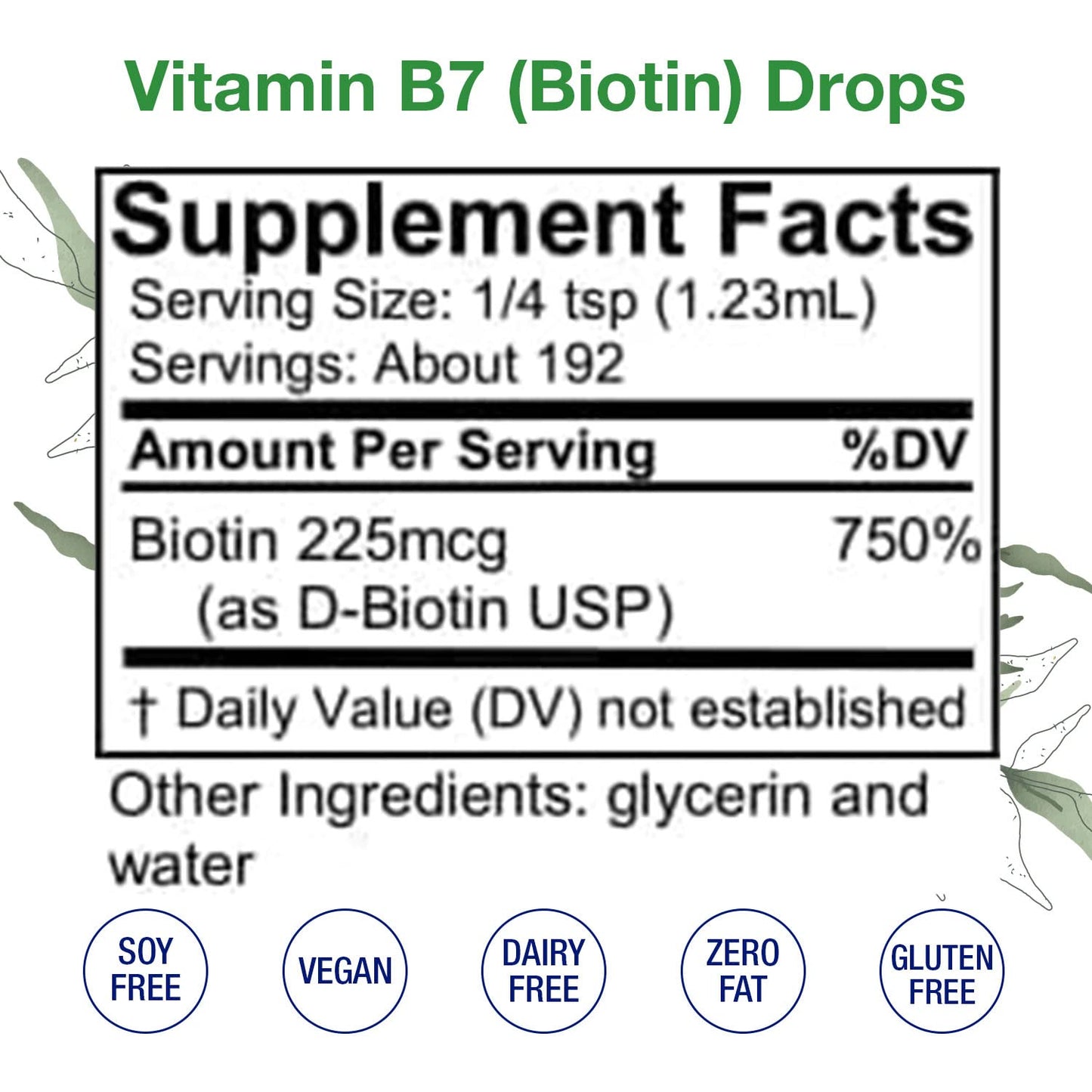 Envase de gotas vitamina B7 HoneyCombs sin alcohol