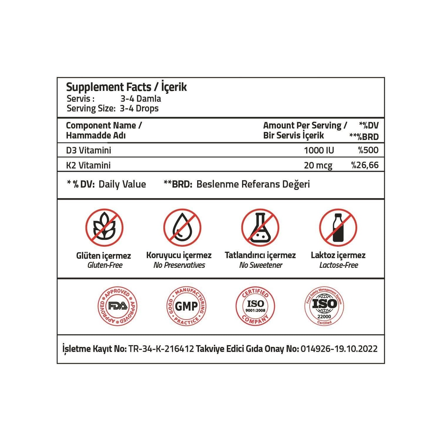 Envase gotas vitamin d3 k2 validus sin conservantes