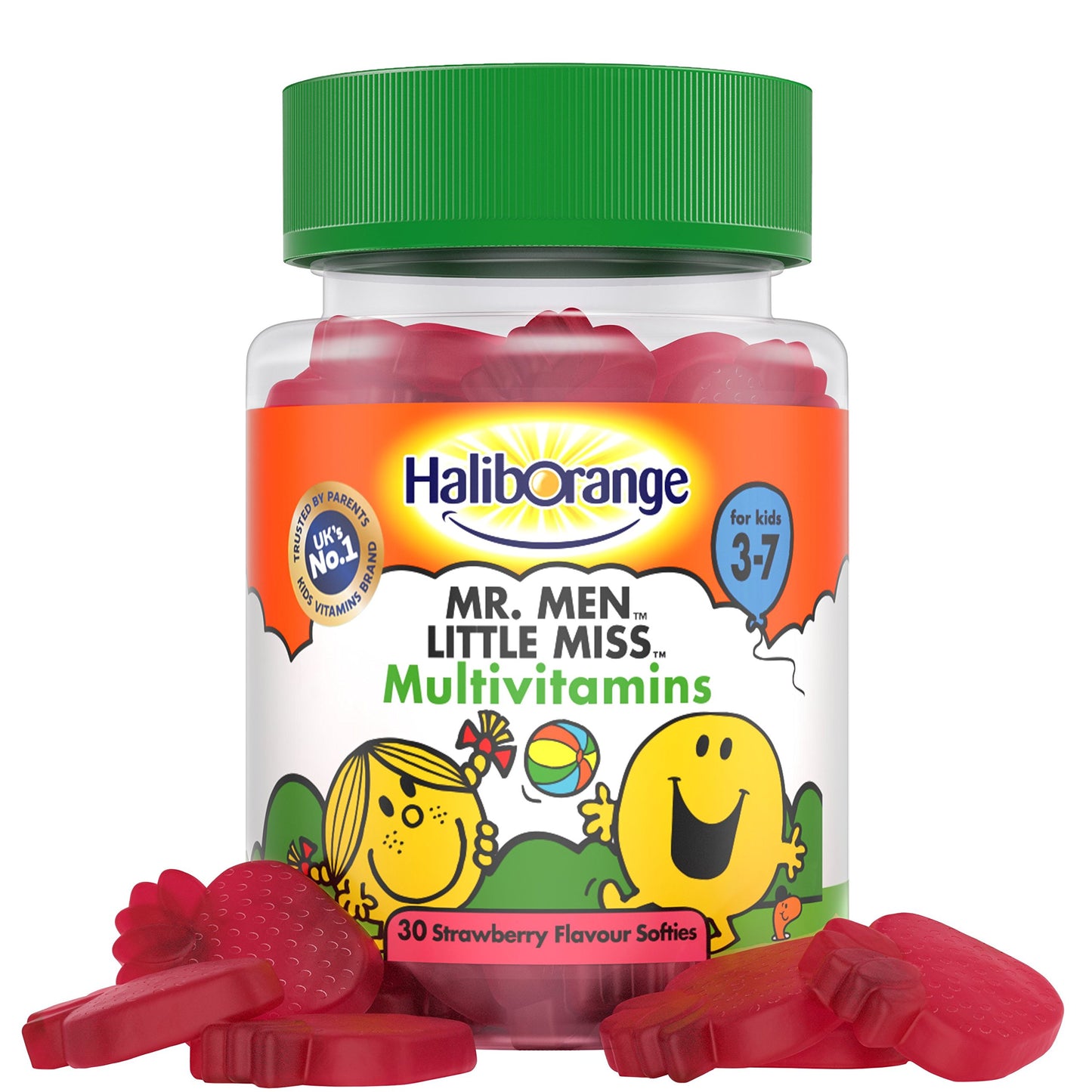 Envase Haliborange Kids Mr. Men multivitamínicos 30 tabletas