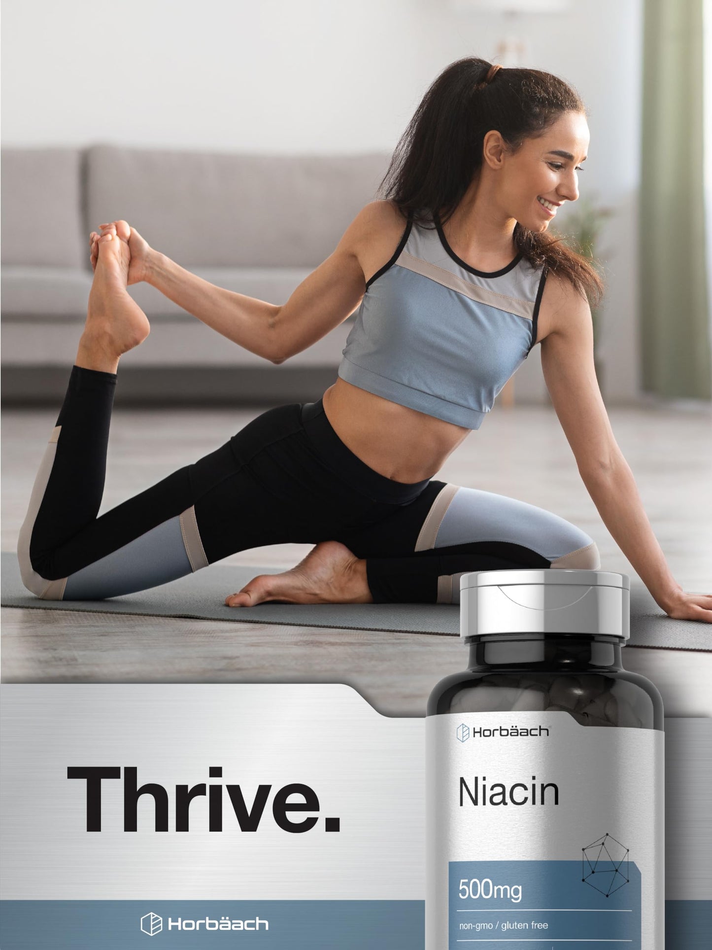 Envase Horbäach Niacina vitamina B3 cápsulas 100 unidades