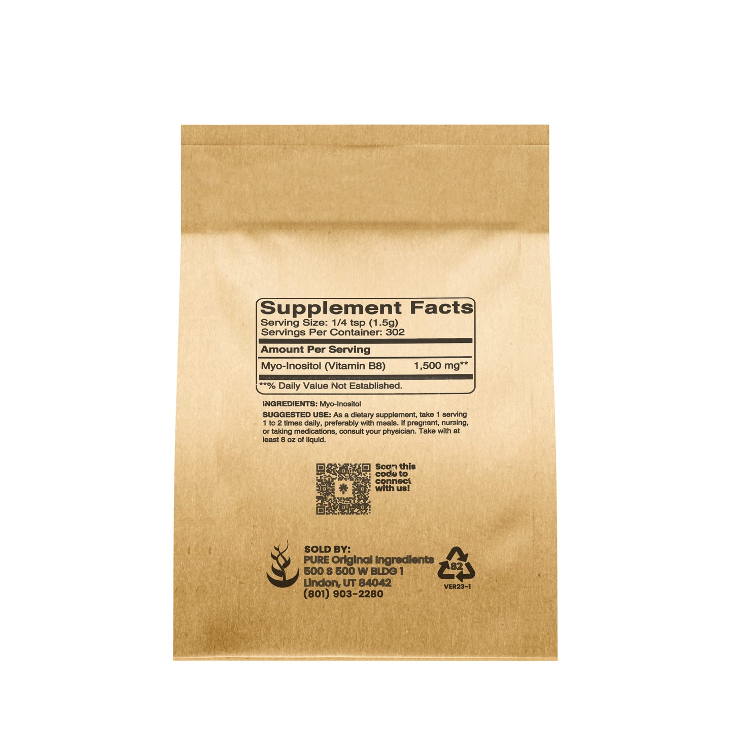 Envase inositol puro 1 lb PURE ORIGINAL INGREDIENTS sin rellenos