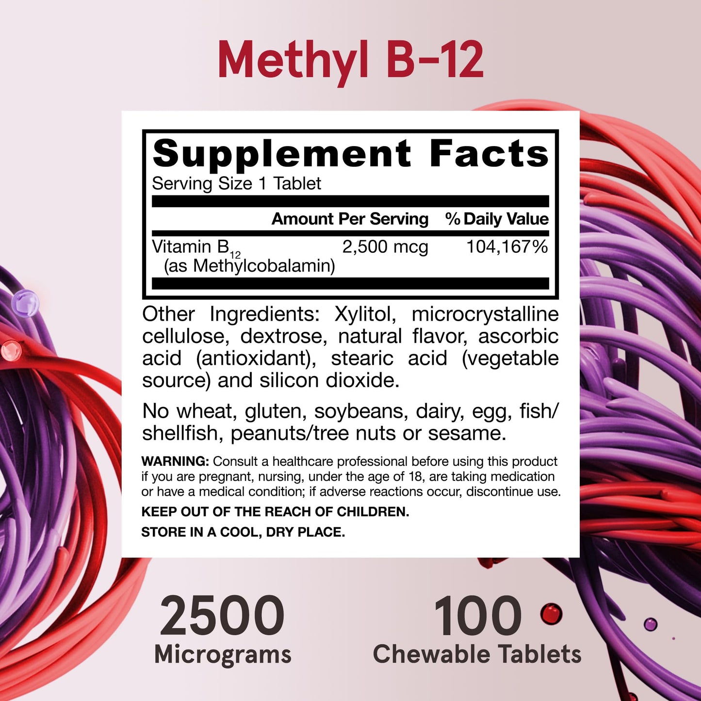Envase de jarrow formulas metil b12 2500 mcg 100 tabletas