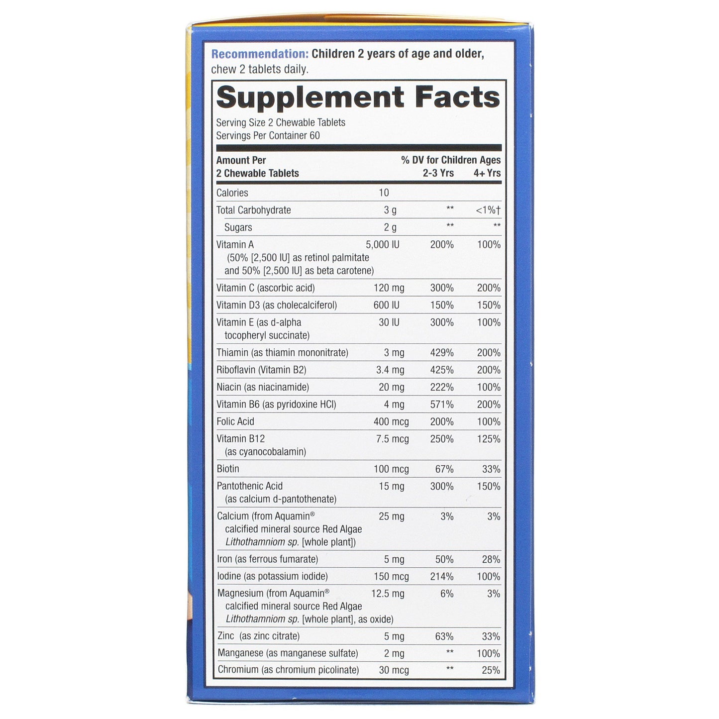 Envase lateral Nature's Way Alive multivitamínico infantil