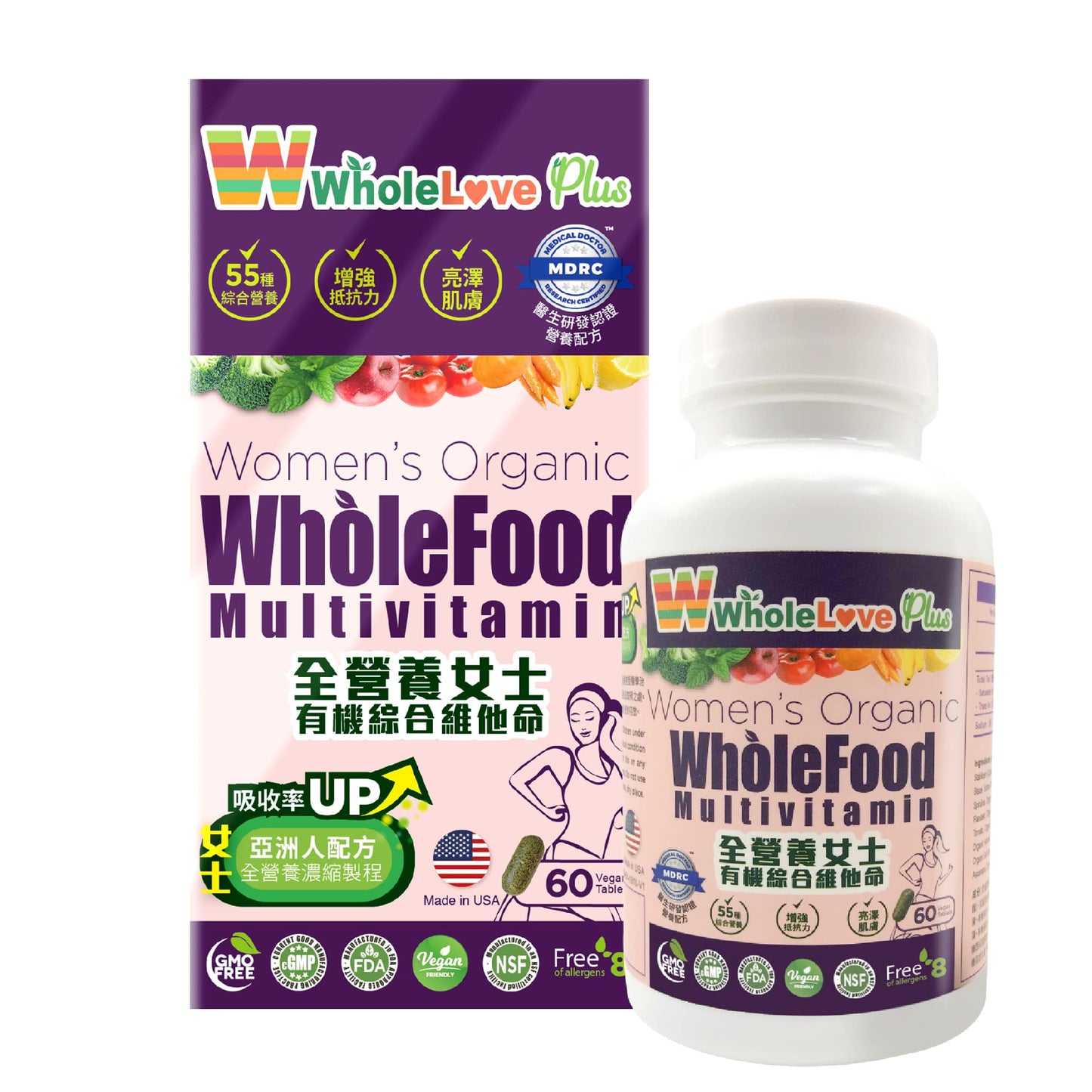 Envase del multivitamínico orgánico para mujeres NOTO.