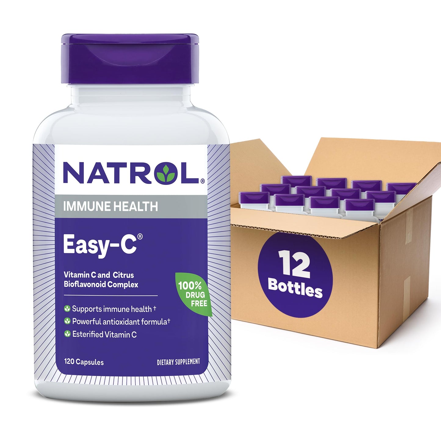 envase natrol easy-c vitamina c 120 cápsulas vegetales