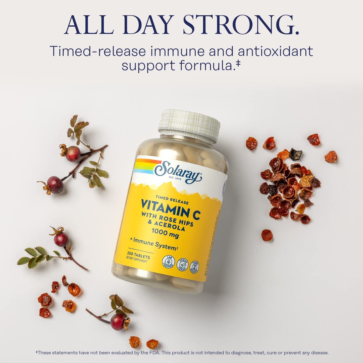 Envase Solaray vitamina C 250 cápsulas liberación dos fases