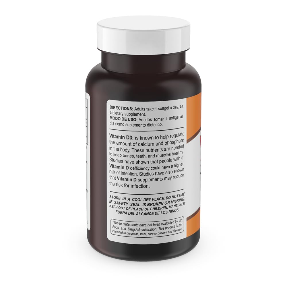 Envase suplementario de Vitamina D3 para fortalecer sistema inmune