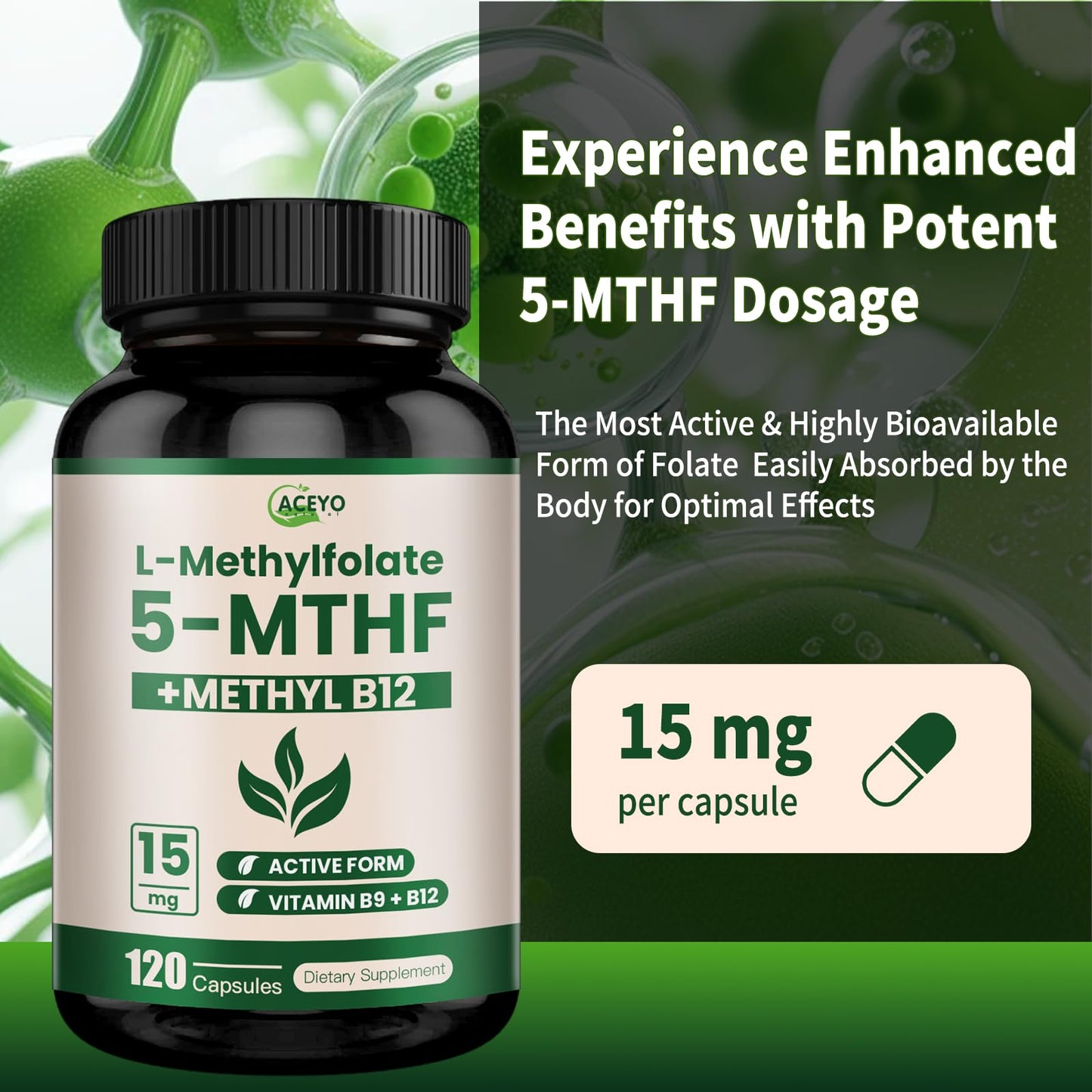 Envase del Suplemento L-Metilfolato ACEYO