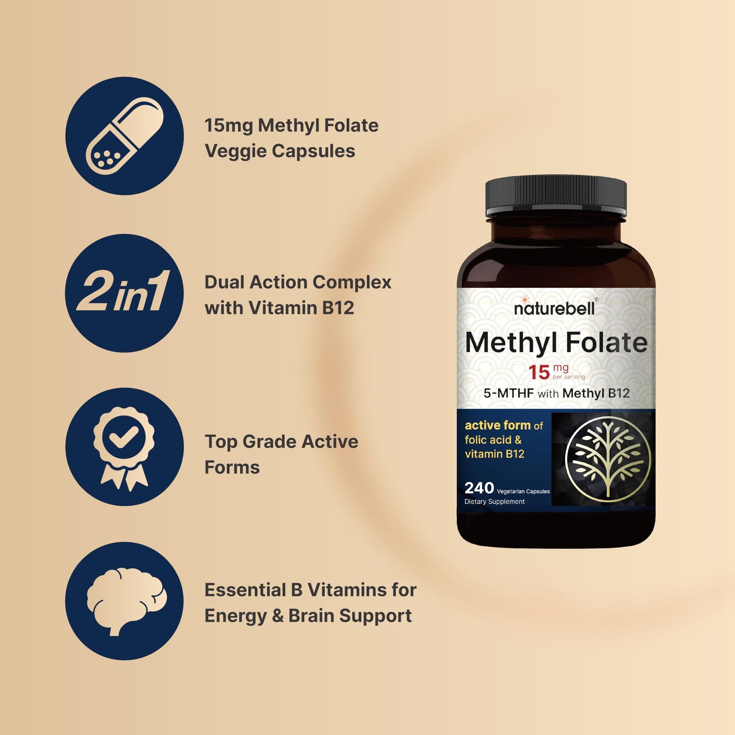 Envase suplemento NatureBell metil folato 15mg
