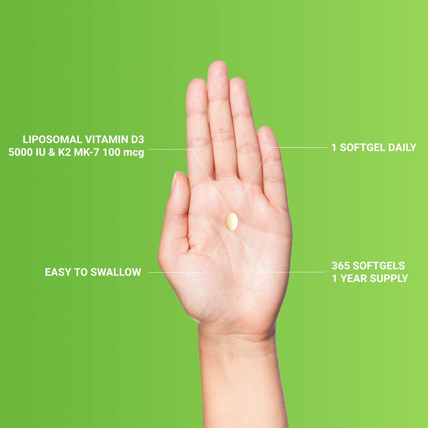 Envase suplemento UpNourish vitamina D3 y K2 con aceite de coco